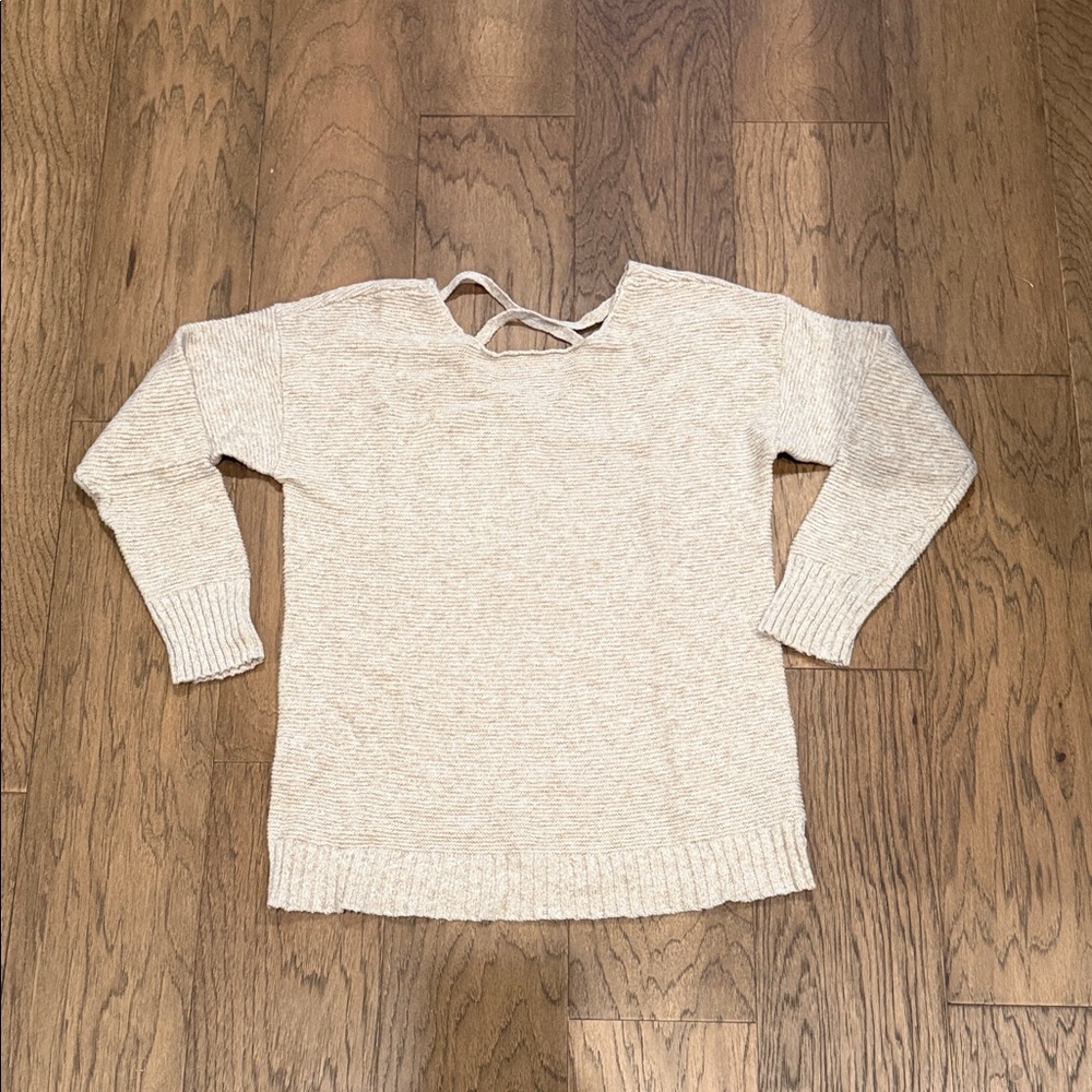 American Eagle Oatmeal Cable Knit Pullover